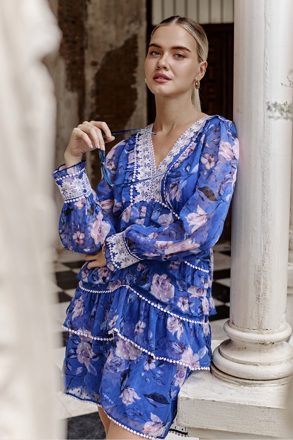 Striking Print Layered Mini Dress Boho Chic By Sukriti Jain