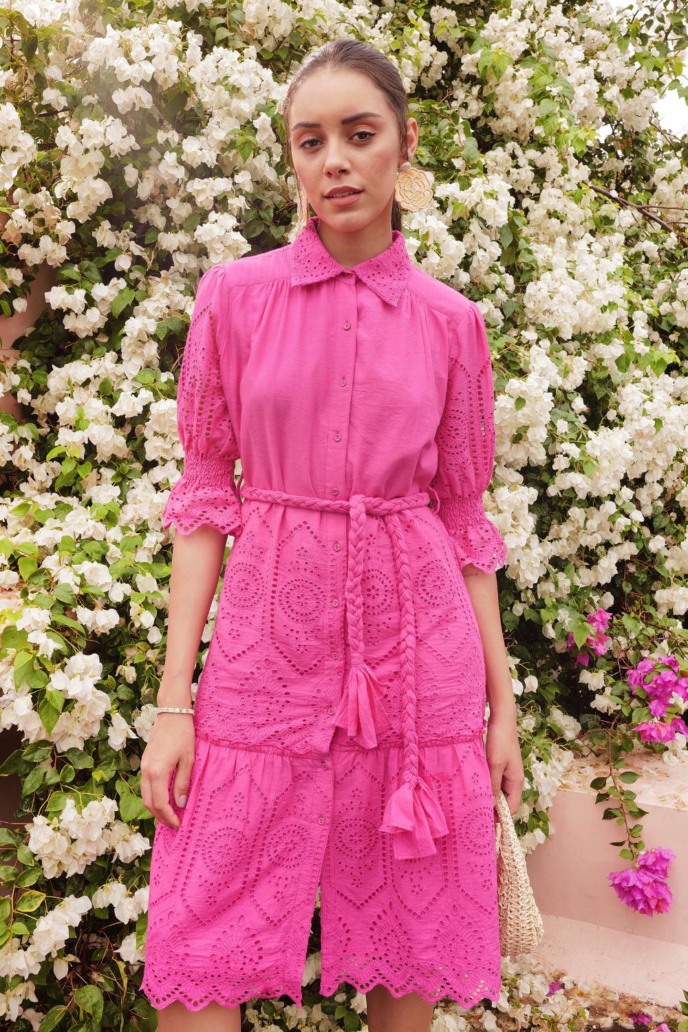 Pink midi outlet shirt dress