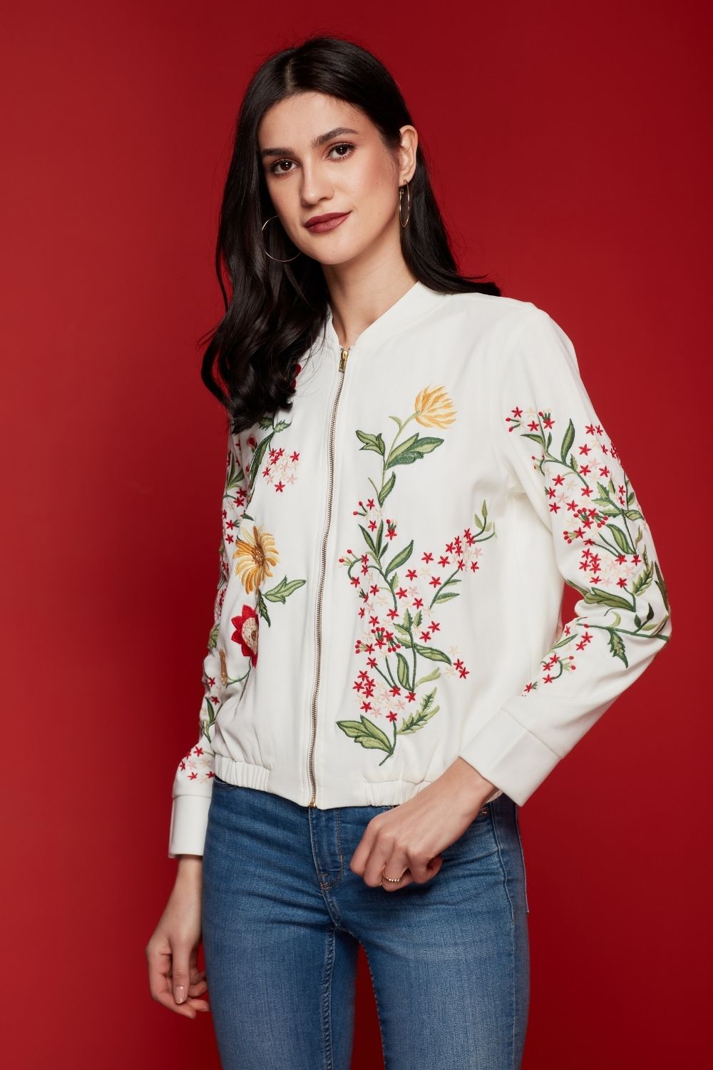 Embroidered Bomber Jacket Boho Chic By Sukriti Jain