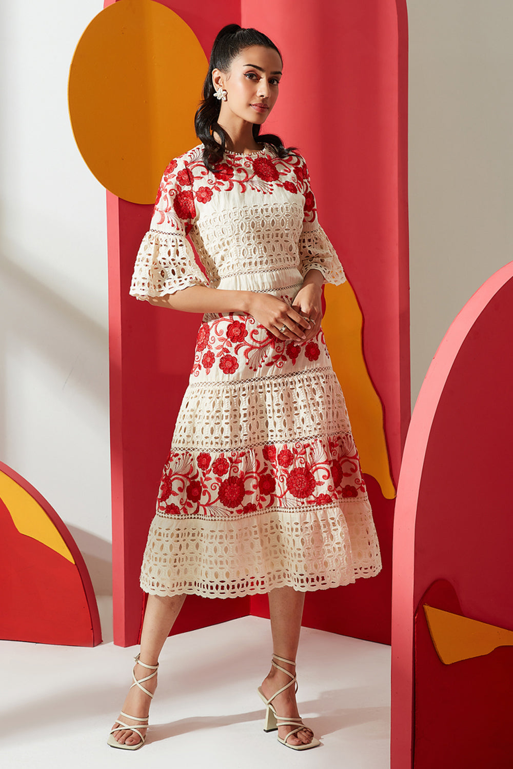 Striking Embroidery and Cutwork Dress